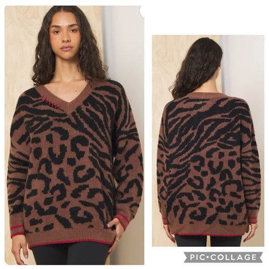 Vneck leopard sweater