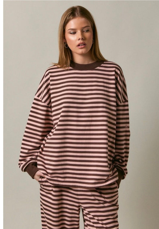 Crew Neck Stripe Sweatshirt