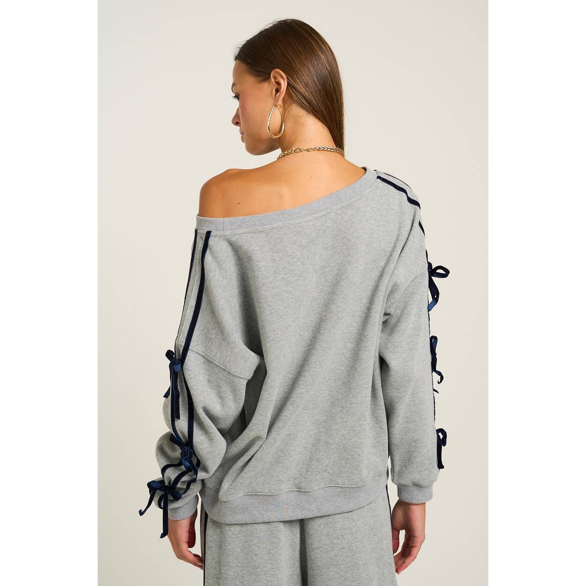 Bow Sleeve Off-Shoulder Sweatshirt