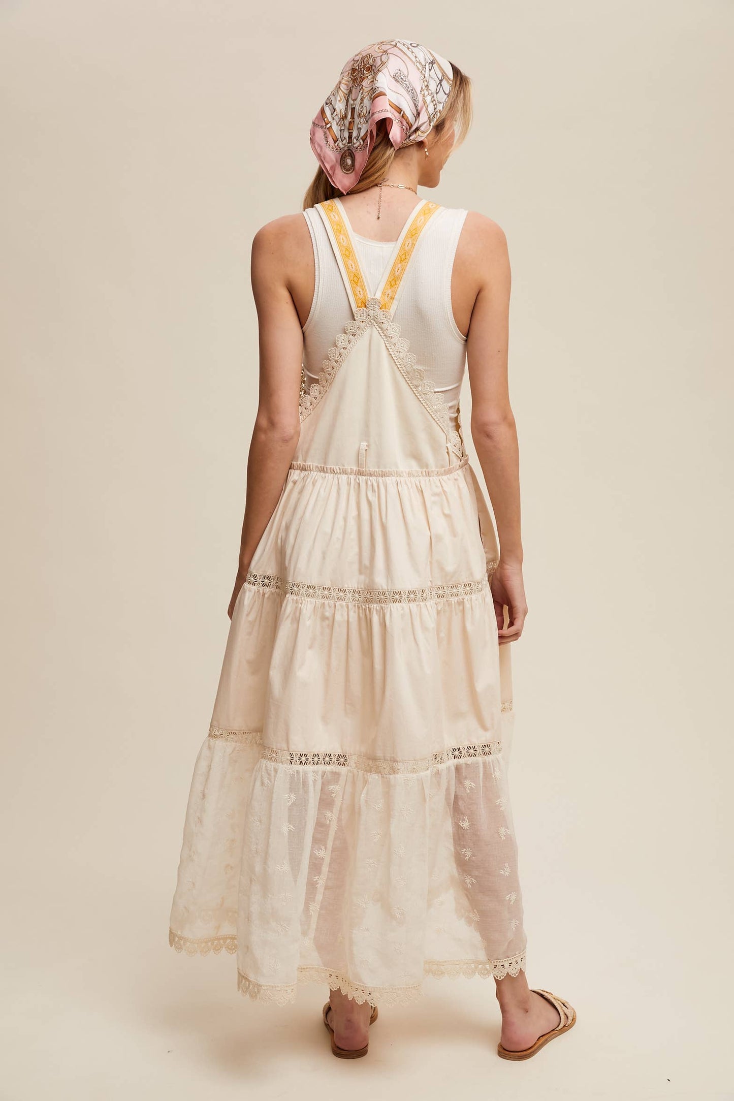 Cotton Tiered Maxi Pinafore Boho Dress