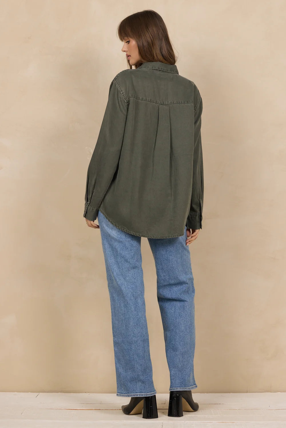 Olive Tencel Button Down