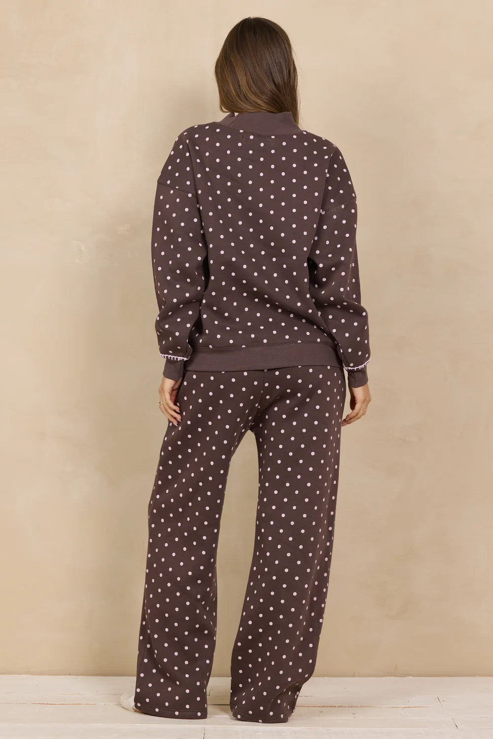 Dot Fleece  Mock neck w/Whipstitch