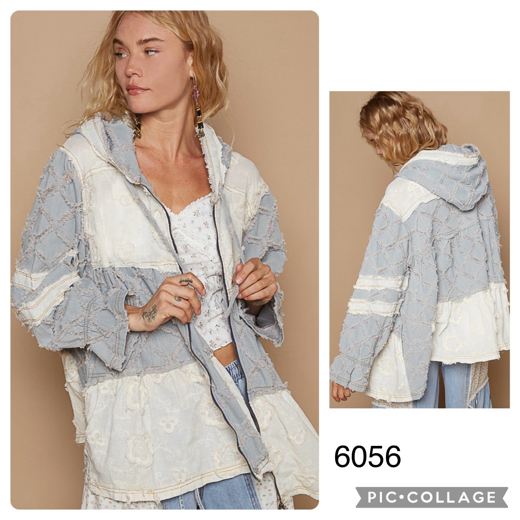 A-line Zip Up Hoodie Woven Jacket