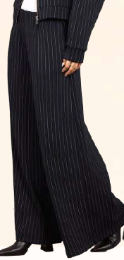 Pleated Pants Black Grey Stripe