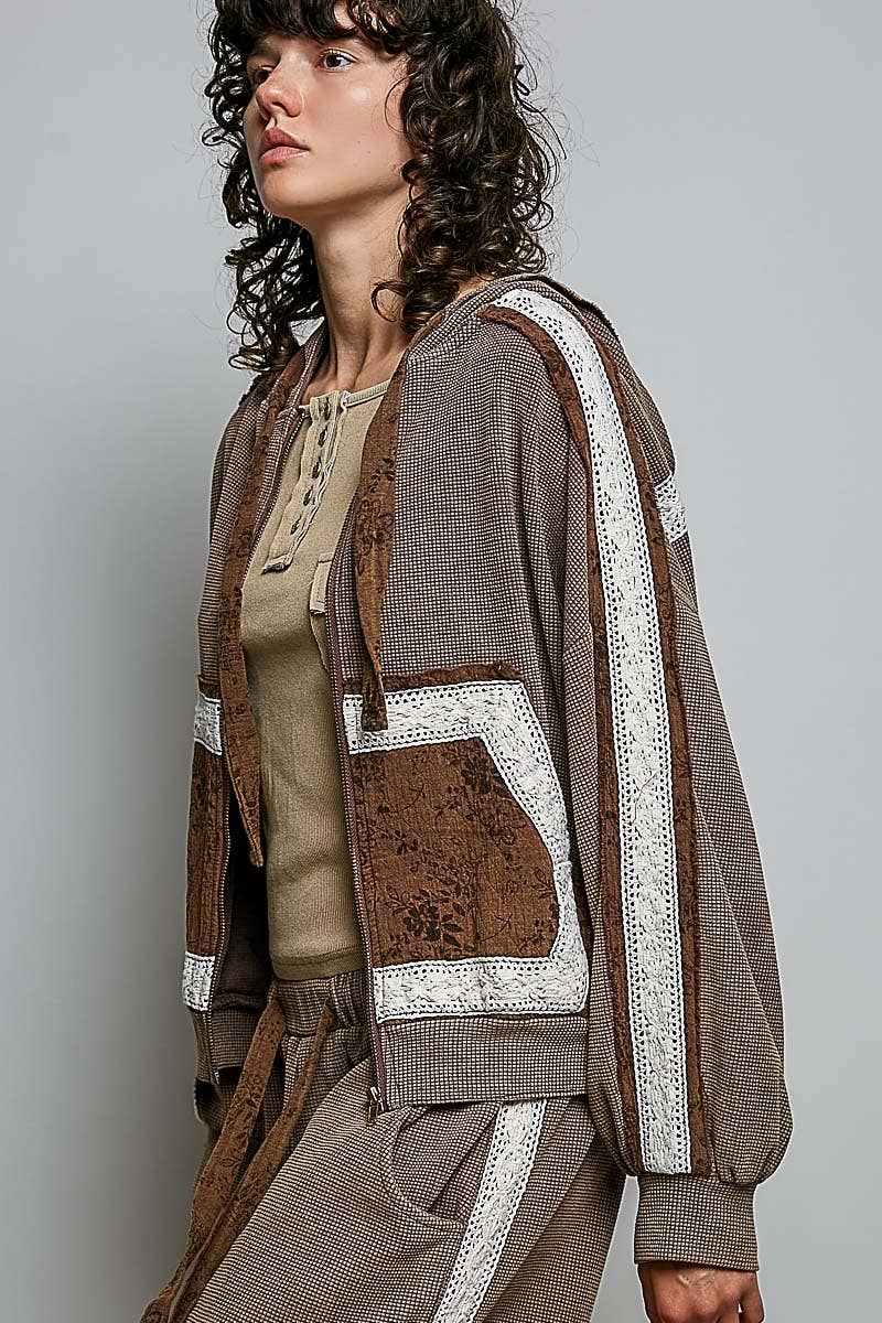 Front Pocket Printed Thermal Hooded Jacket
