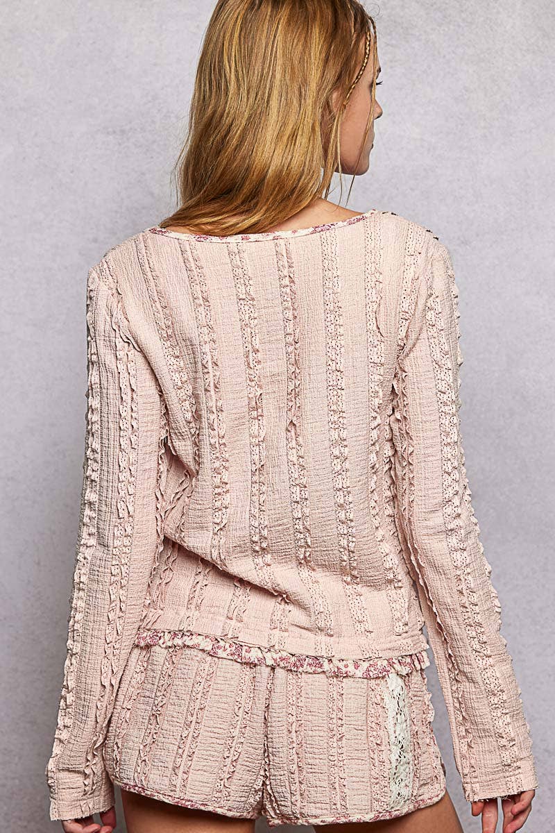Square Neck Lace pink Top