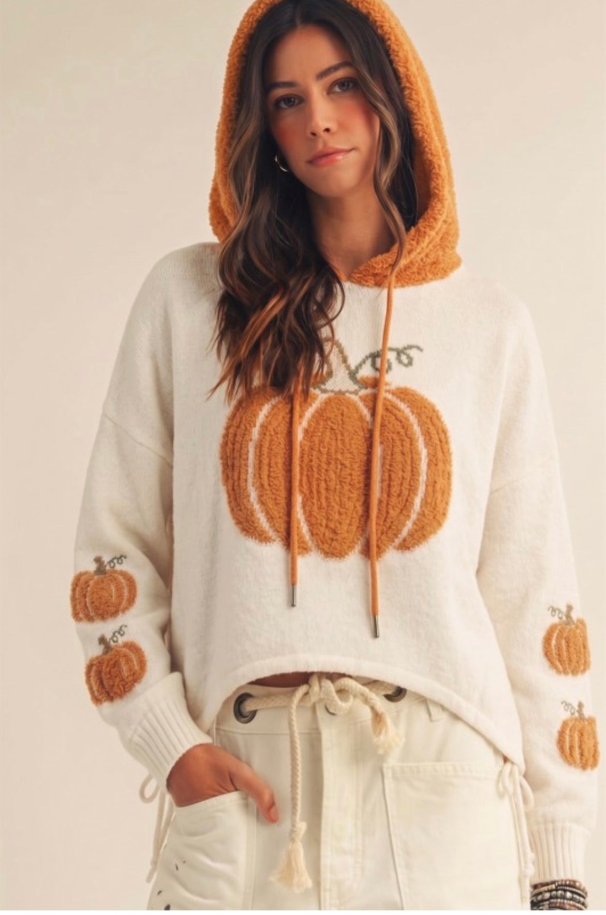 Autumn Pumpkin Knit Hoodie