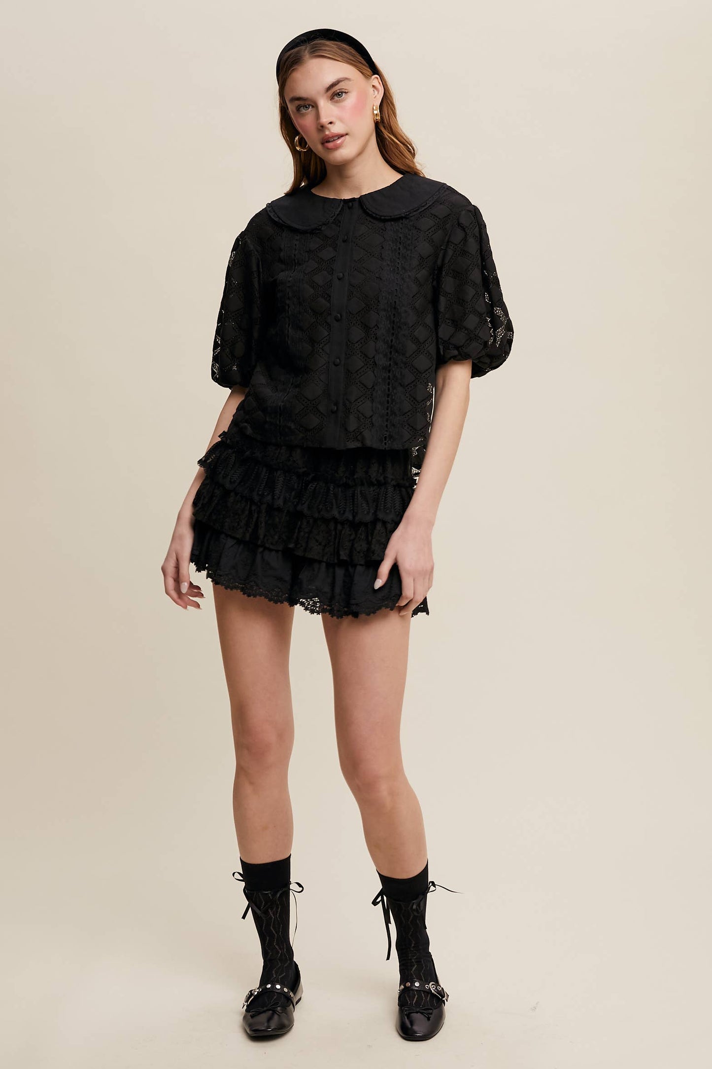 Lace Tiered Shorts with Ruffle