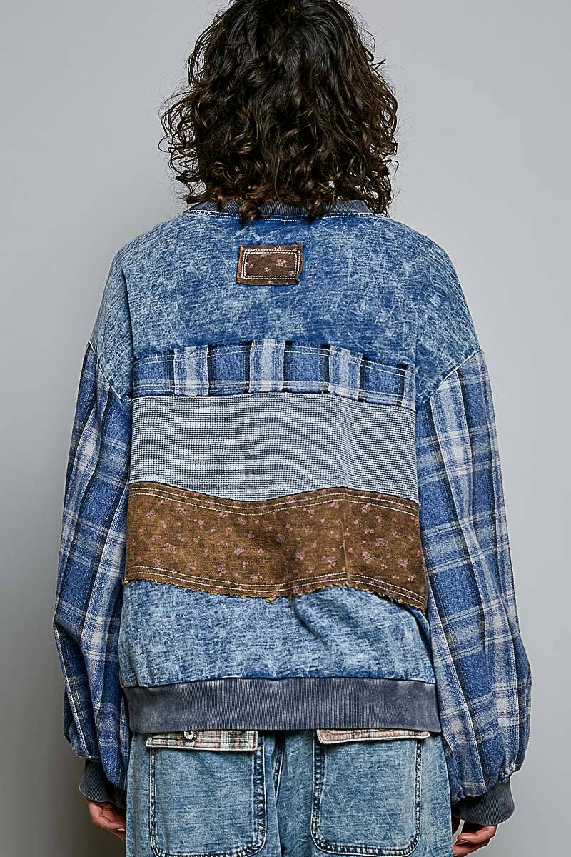 Stud French Terry Plaid Top