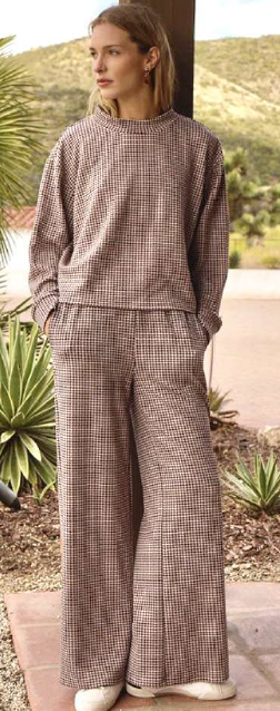 Cloud Fleece Flare  Pants Houndstooth