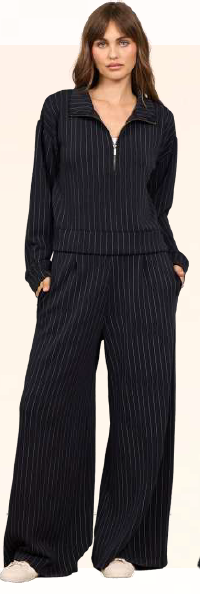 Raglan Zip Up Black Grey Stripe
