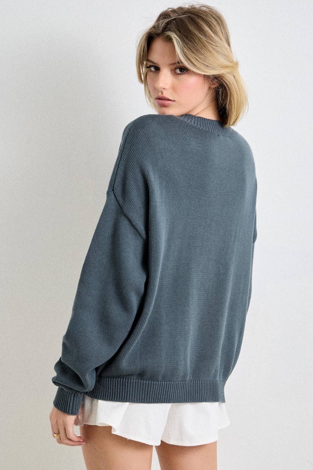 PLUS SIZE ALL AMERCICAN EMBROIDERED SWEATER