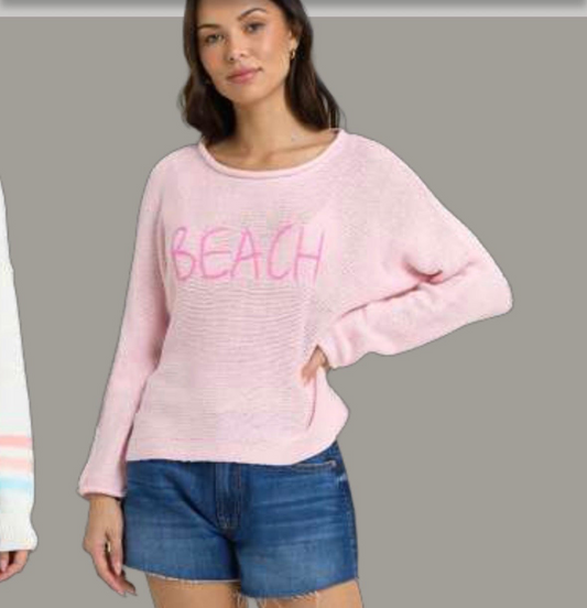Blush with Neon Pink Beach Sweater