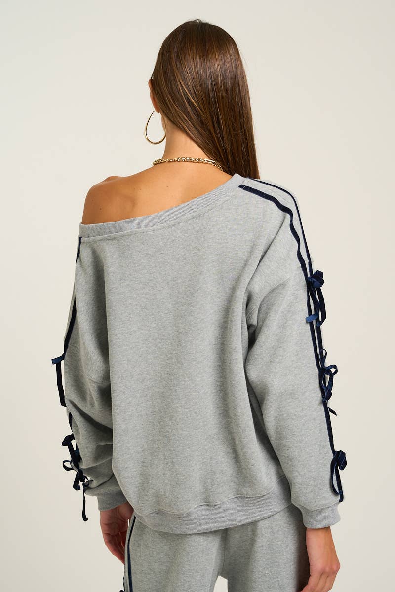 Bow Sleeve Off-Shoulder Sweatshirt
