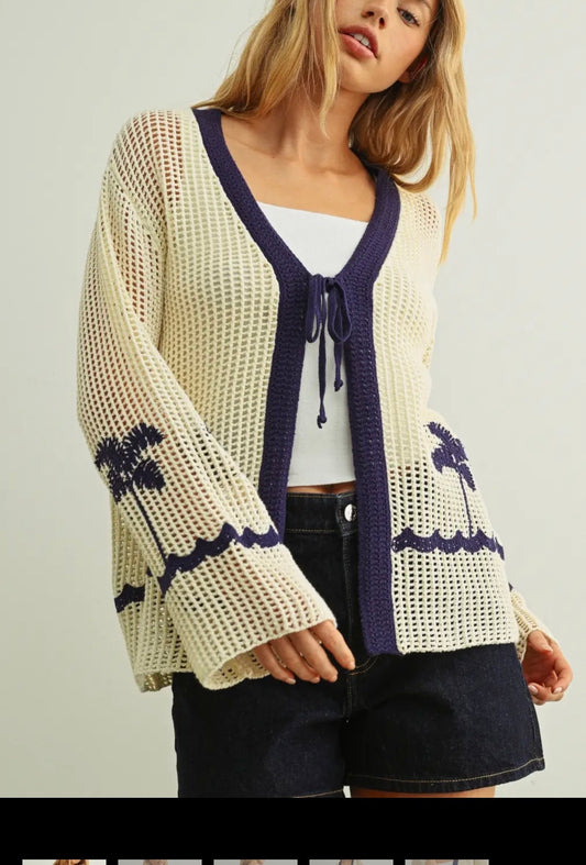 Palm Tree and Waves Cardigan