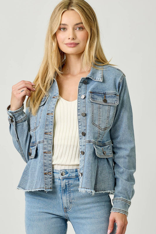 60711 Washed Denim Peplum Jacket (Copy)