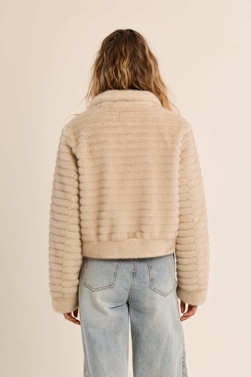 Fur Jacket Zipup Off White