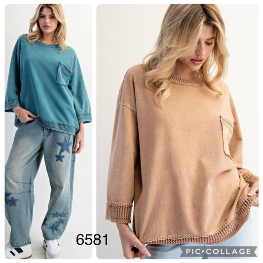 Crochet Trim Top Camel