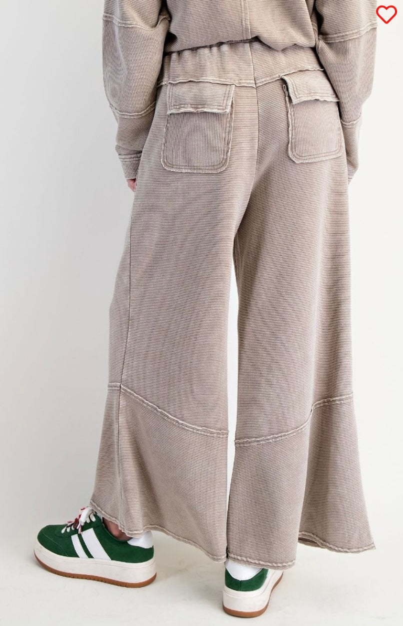 Textured Mineral Washed Bell Bottoms