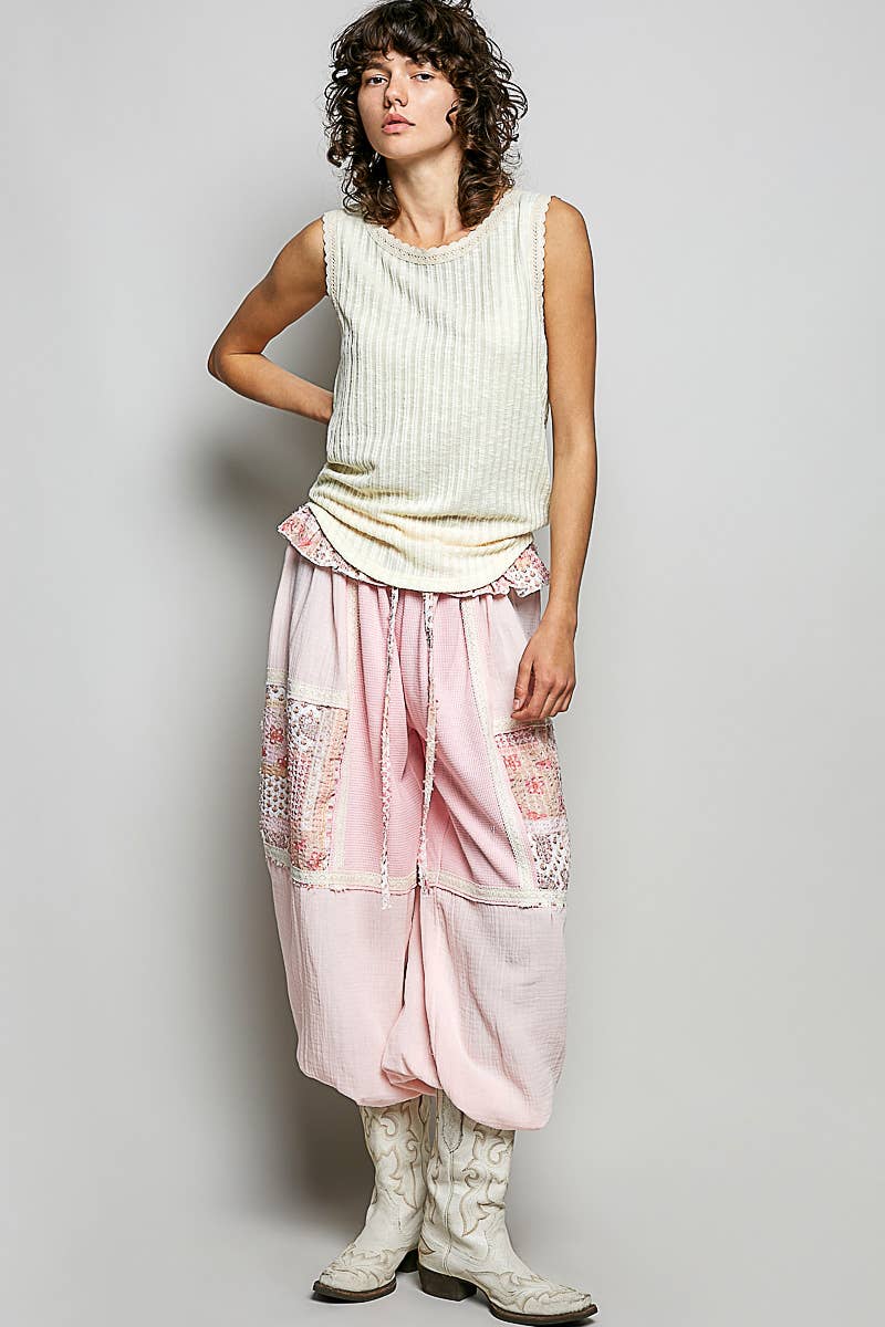 Round Neck Sleeveless Trim Neck Solid Textured Rib Knit Top