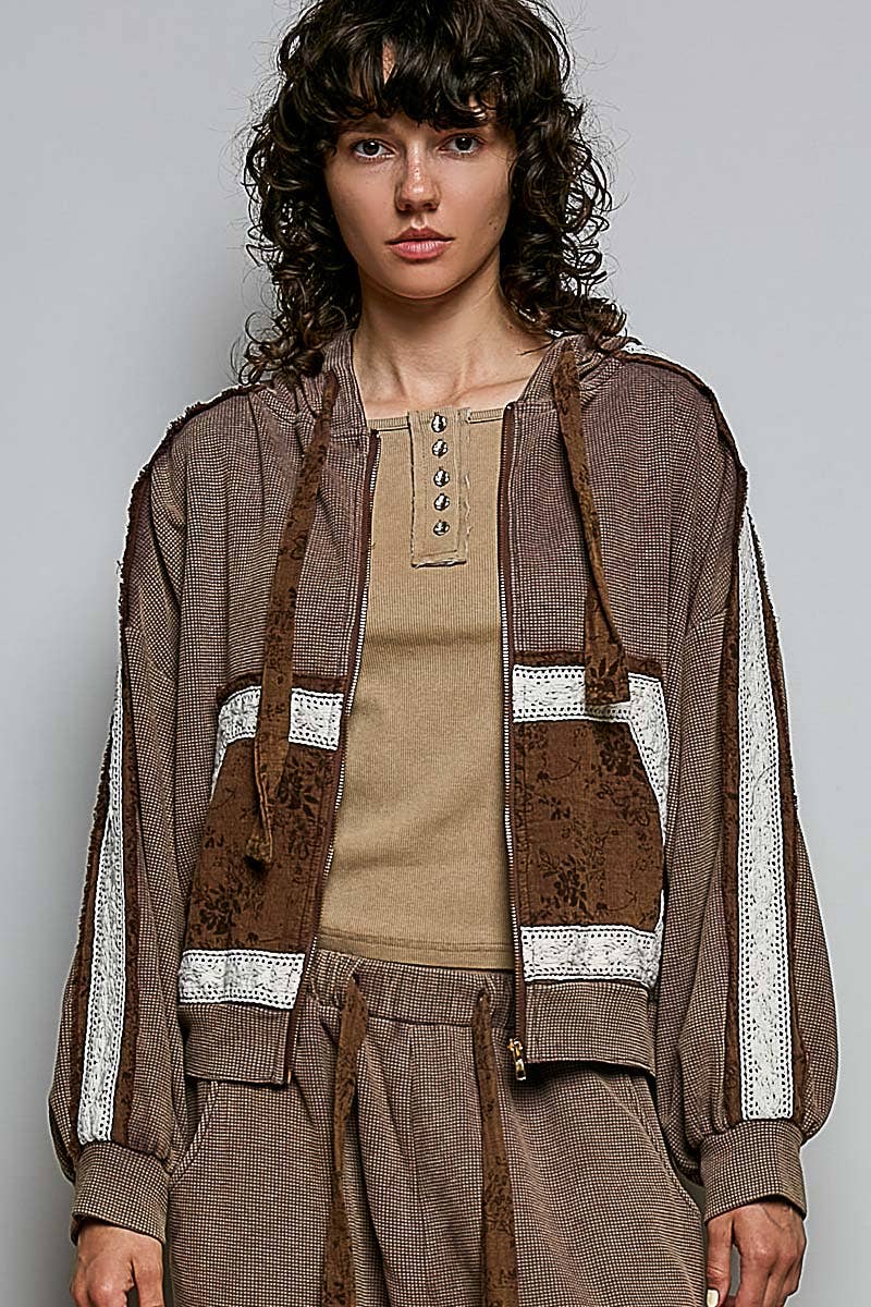 Front Pocket Printed Thermal Hooded Jacket