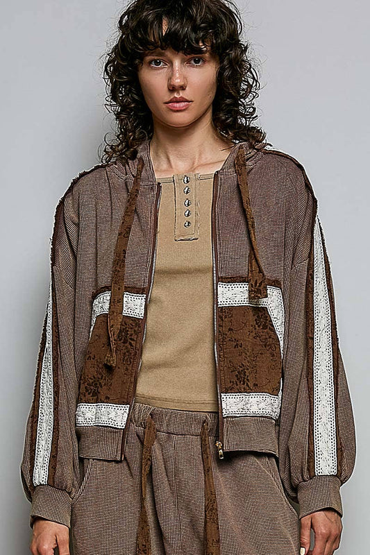 Front Pocket Printed Thermal Hooded Jacket