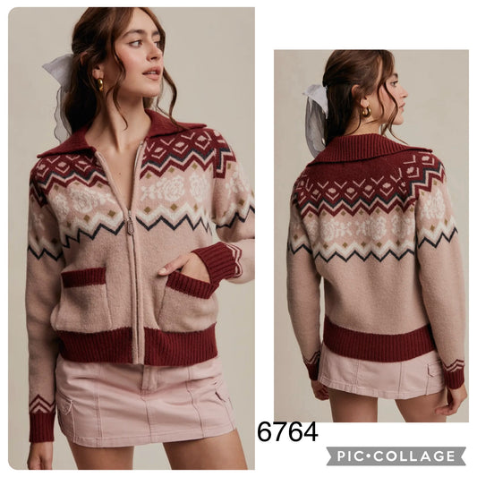 Fair isle sweater cardigan
