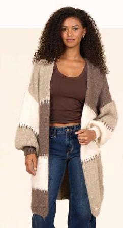 Patchwork Long Cardigan Neutral