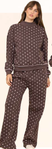 Dot Fleece Pants w/Whipstitch