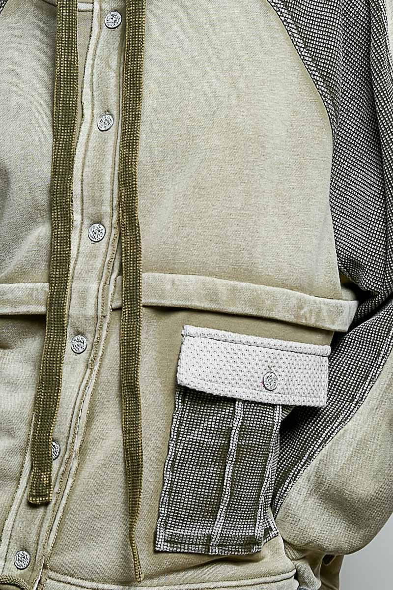 Garment Washed French Terry Jacket Olive