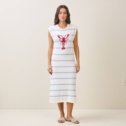 Striped lobster sweater midi dress