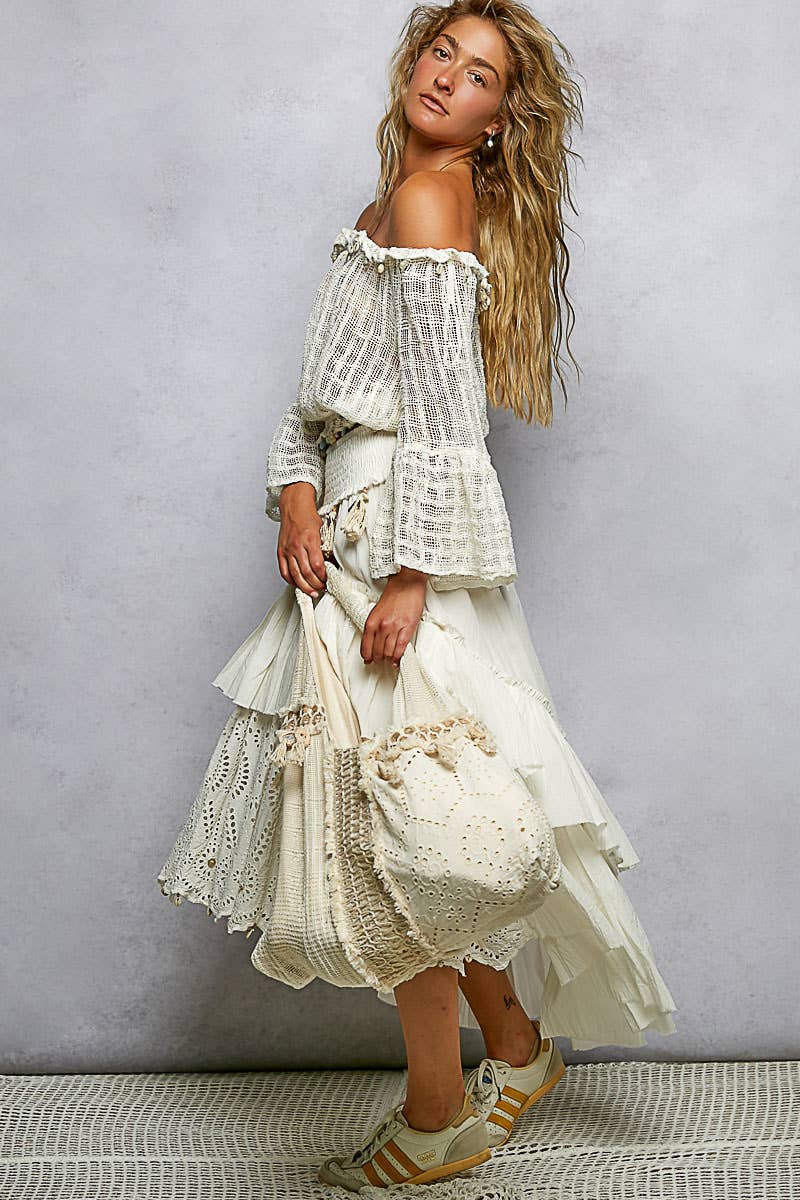 Lace Patched Hobo Bag