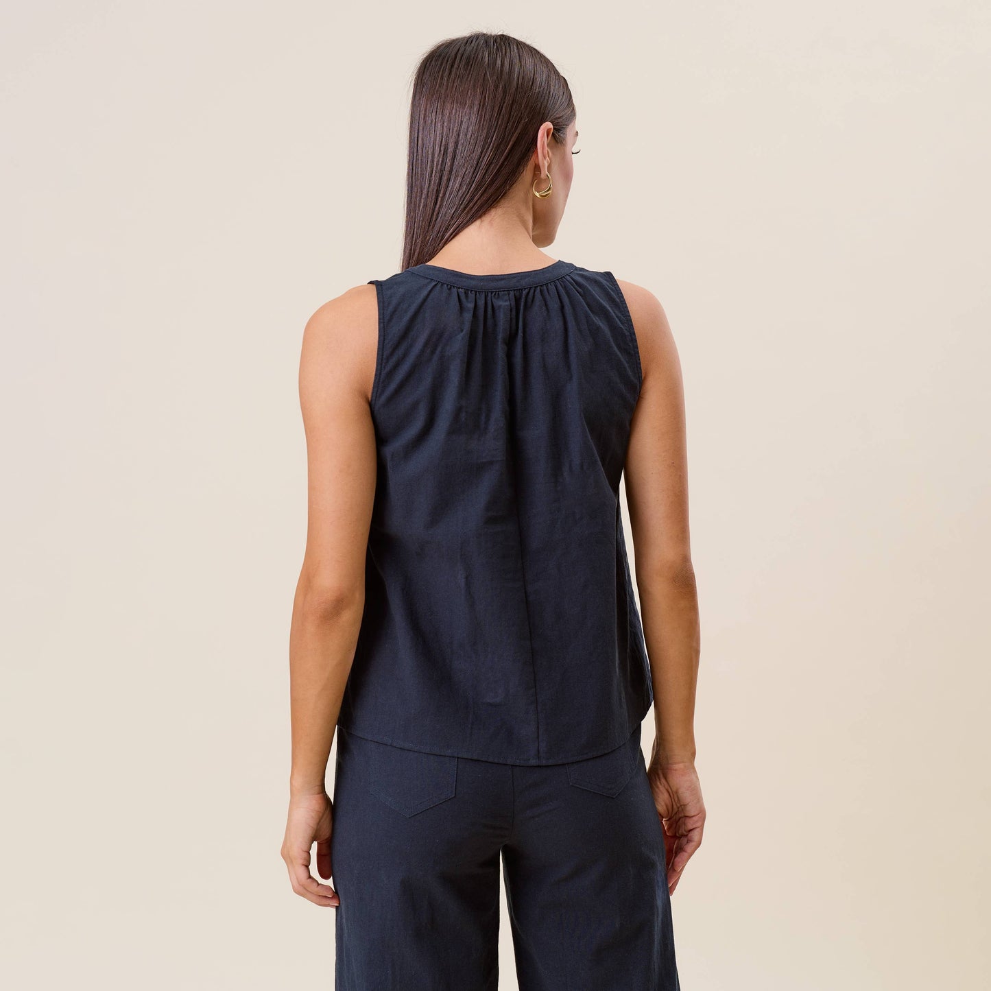 Embroidered sleeveless blouse