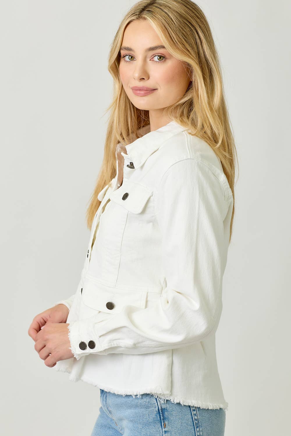 60711 Washed Denim Peplum Jacket