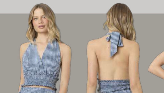 Blue gingham halter