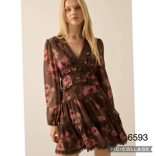 Floral Vneck Ruffle Dress