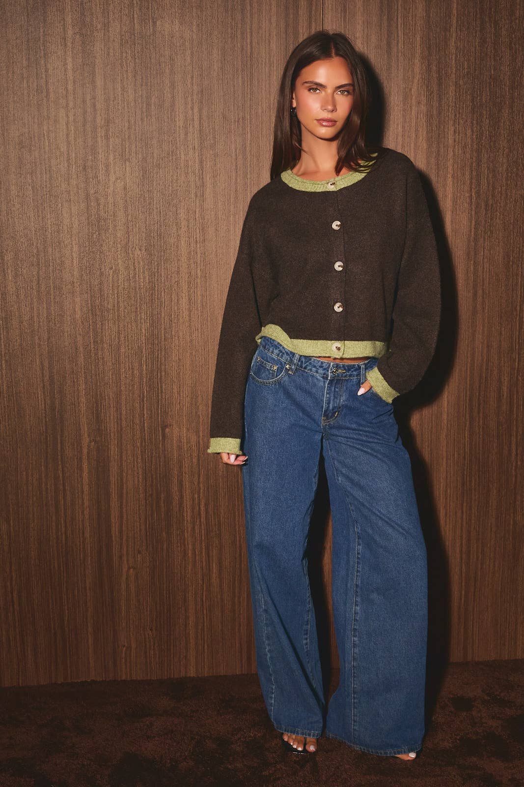 Contrast Hem Sweater Cardigan