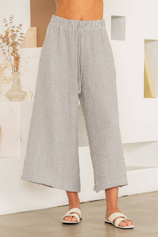Plus Relaxed Fit Striped Wide Leg Pants