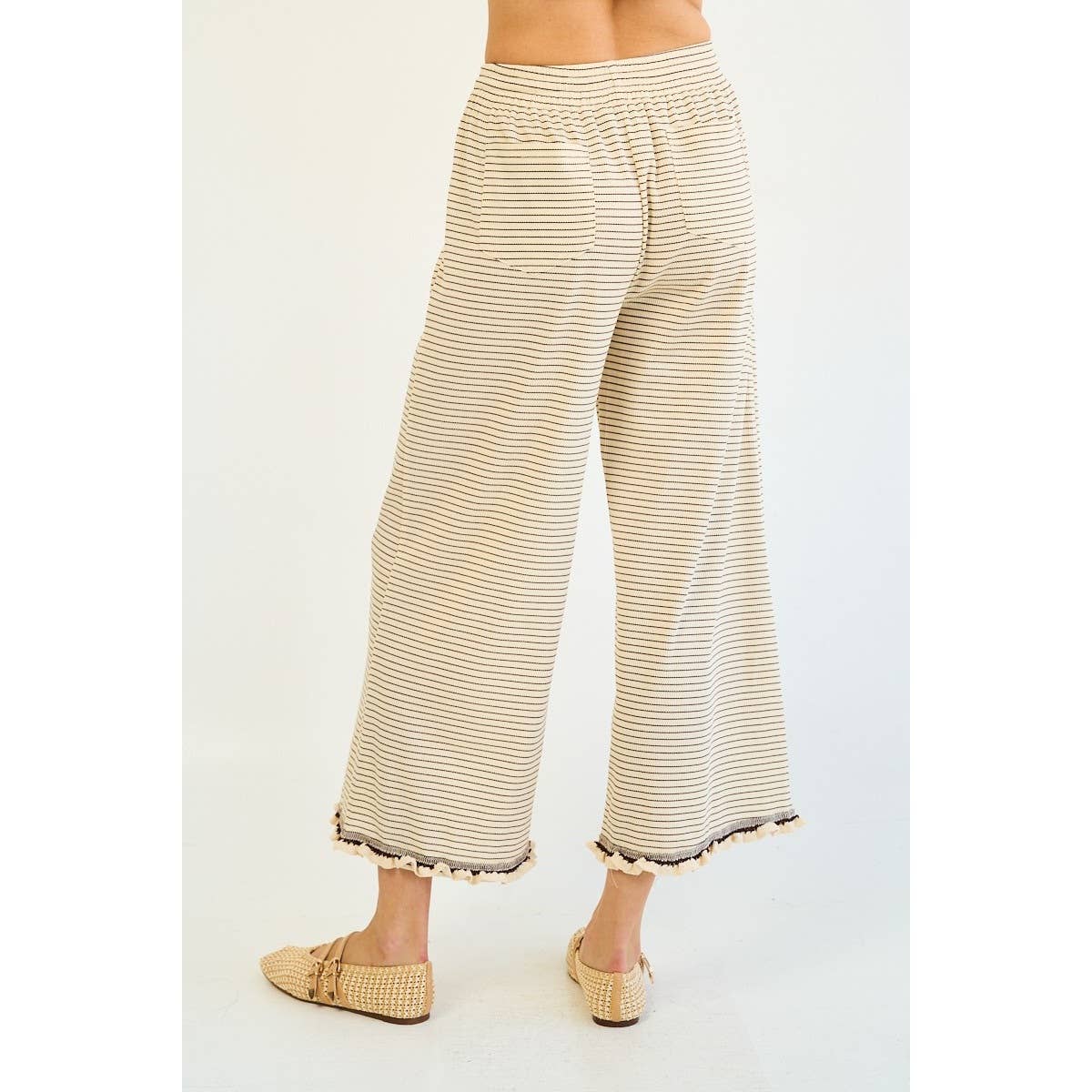 Striped Ruffle Edge Pants