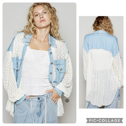 Chambray Contrast Woven Shirt