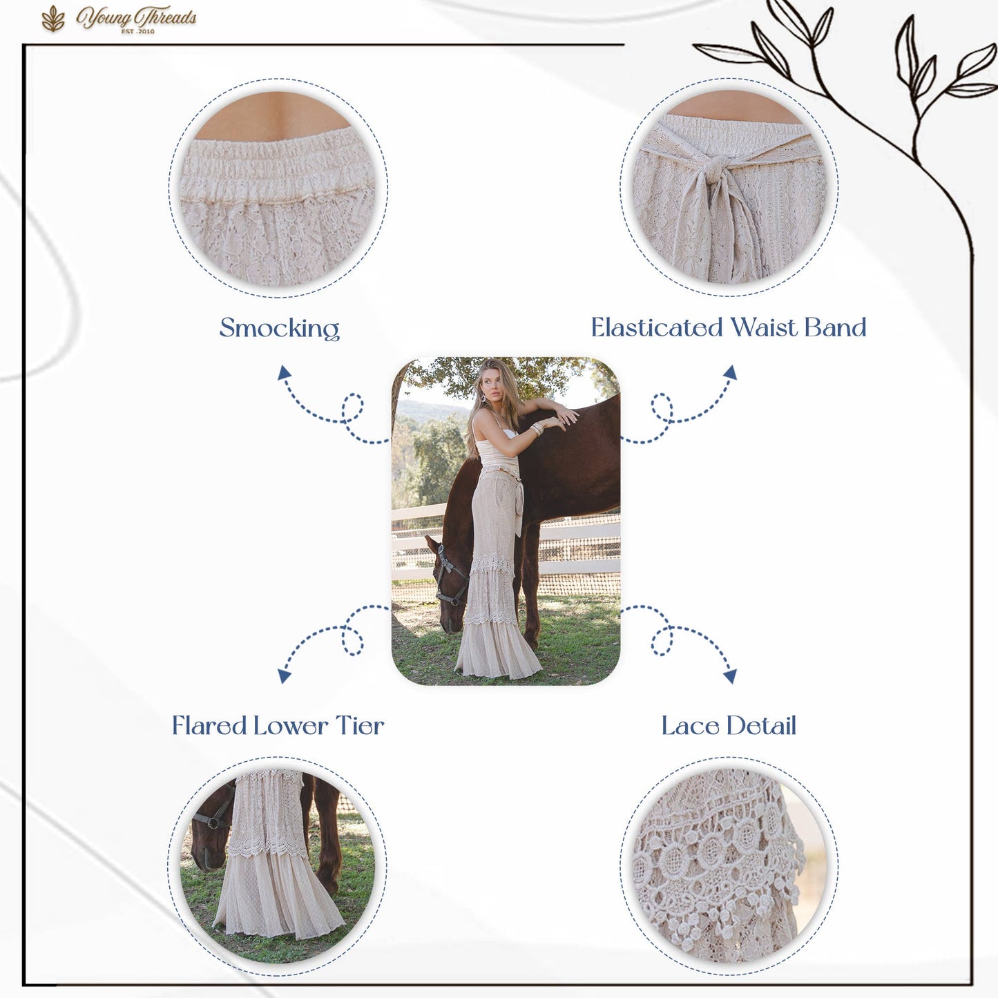 Desert Dream Cloud Pant Tiered Lace & Net Trims