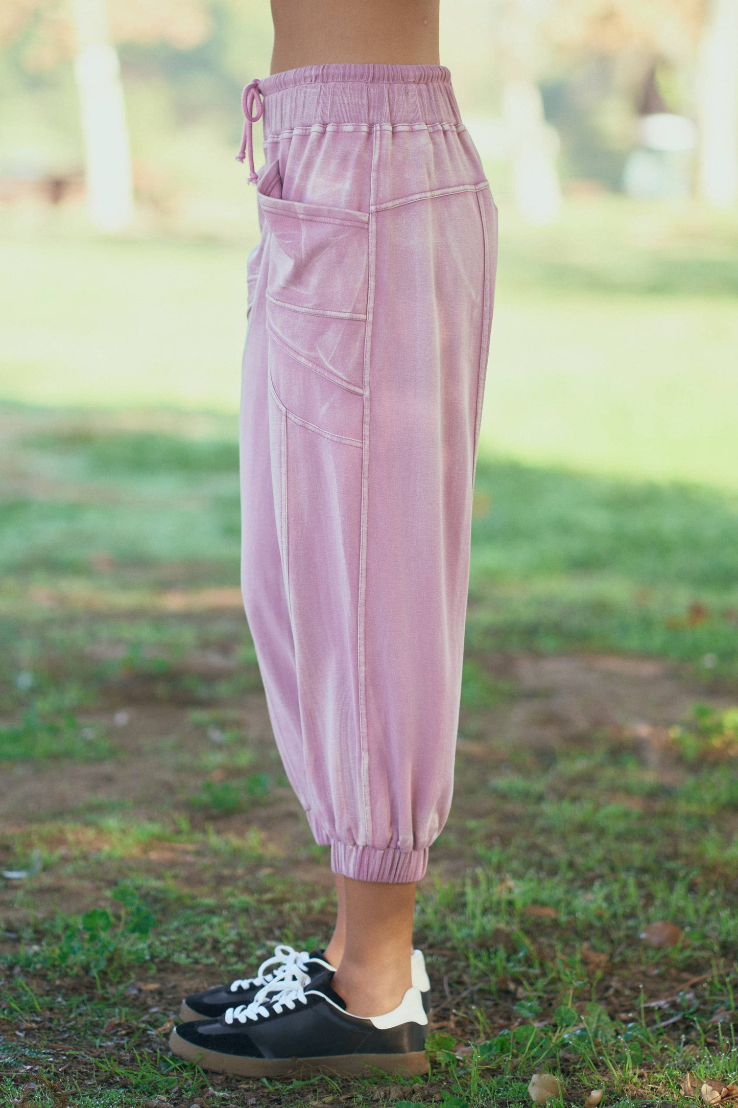 PLUS GARMENT WASHED SEAM DETAIL JOGGER PANTS