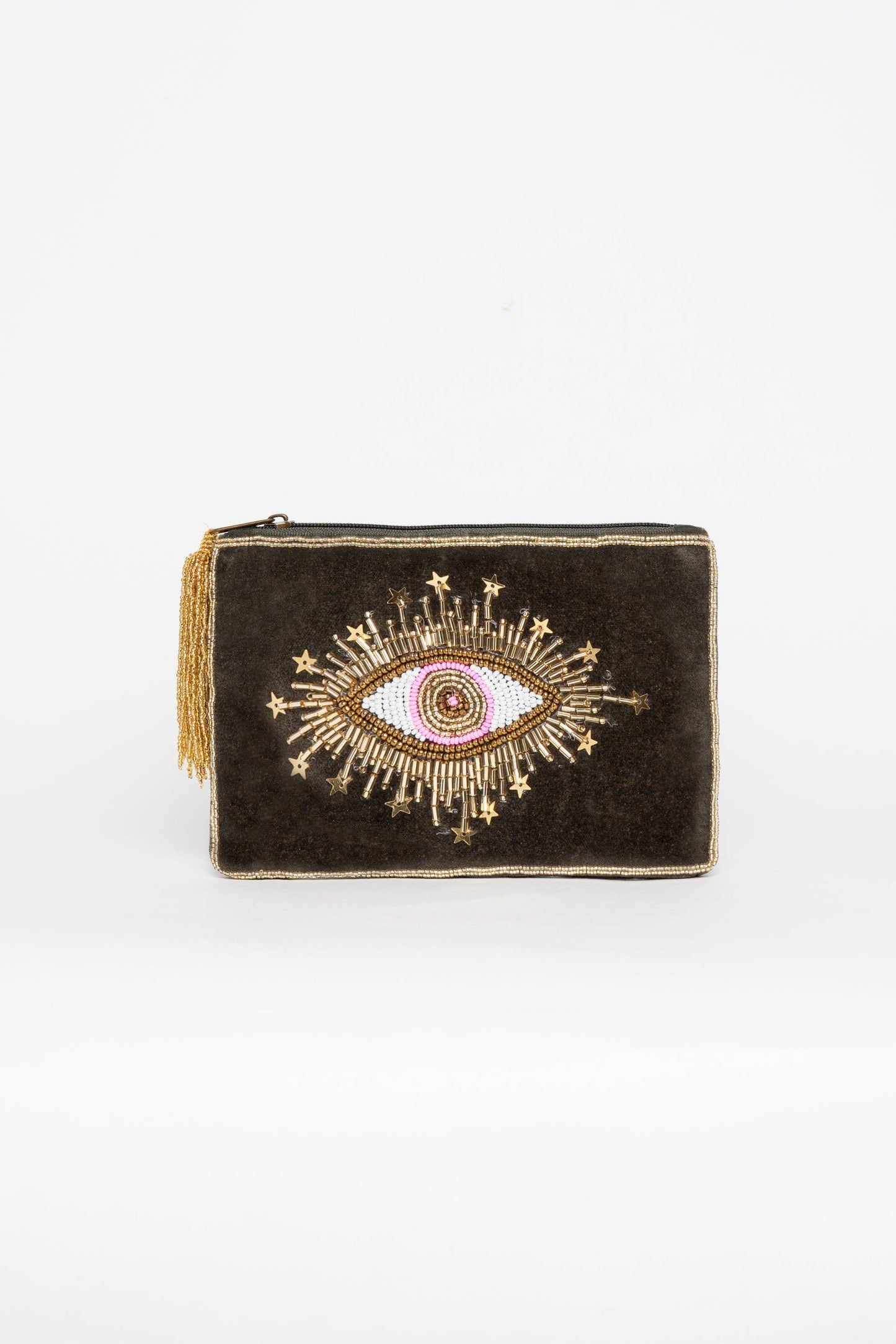 STELAR VELVET GREEN EYE CLUTCH