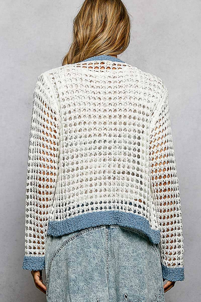 Lightweight Open Knit V-neck Crochet Thin Sweater Cardigan