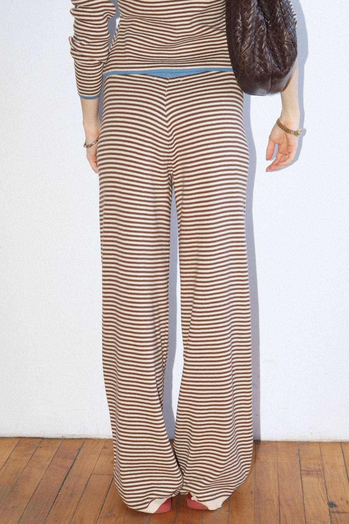 Striped Knit Wide Leg Pants