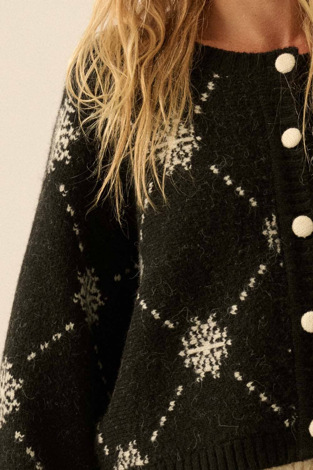 Snowflake Button-Up Cardigan