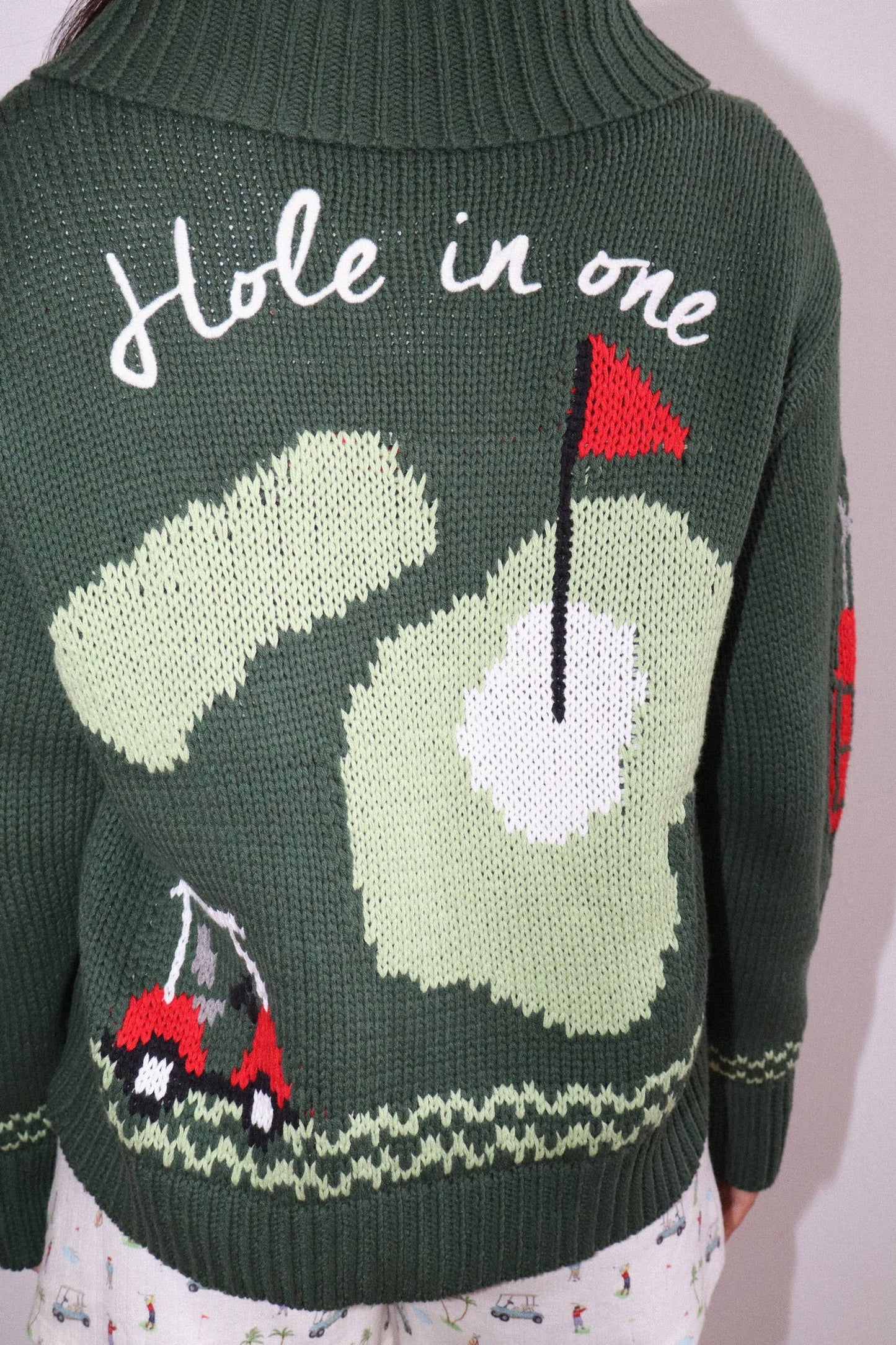 Hole In One Intarsia Zip Sweater
