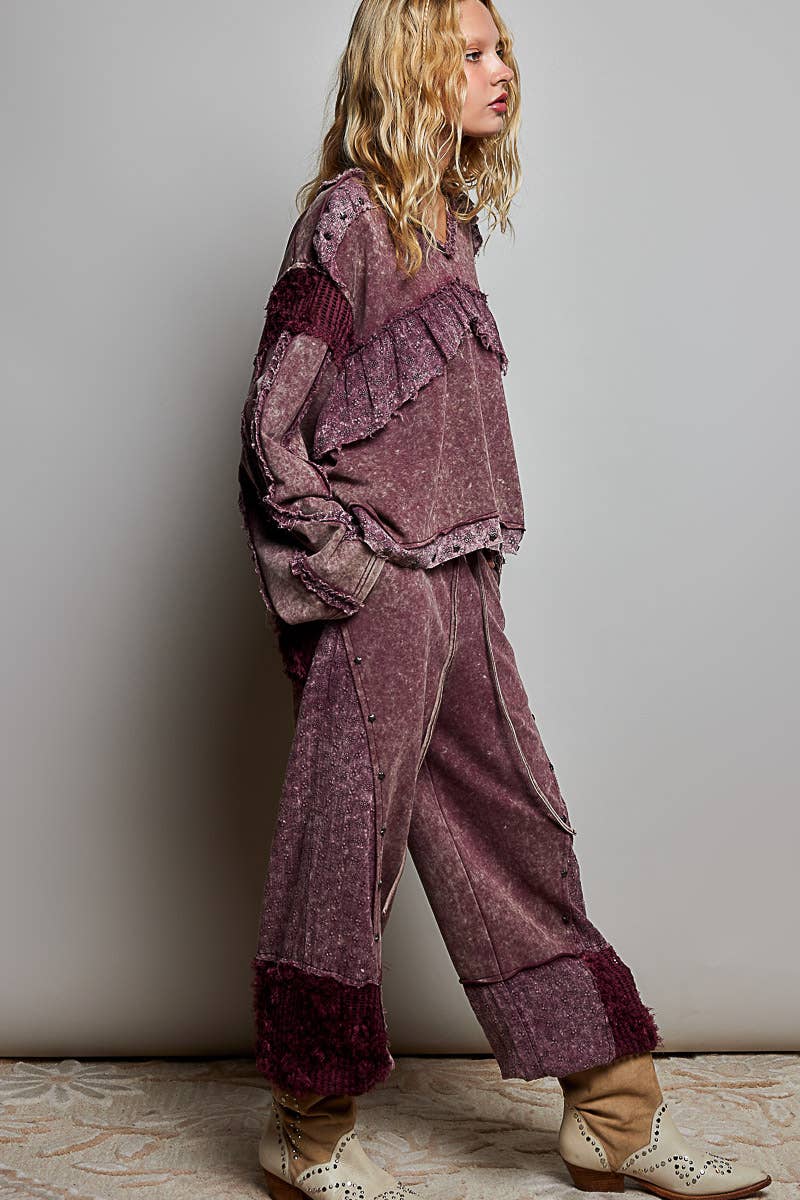 Vintage Washed Patchwork Stud Jogger