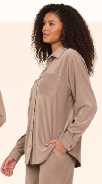 Luxe Cord Button Down Cocoa
