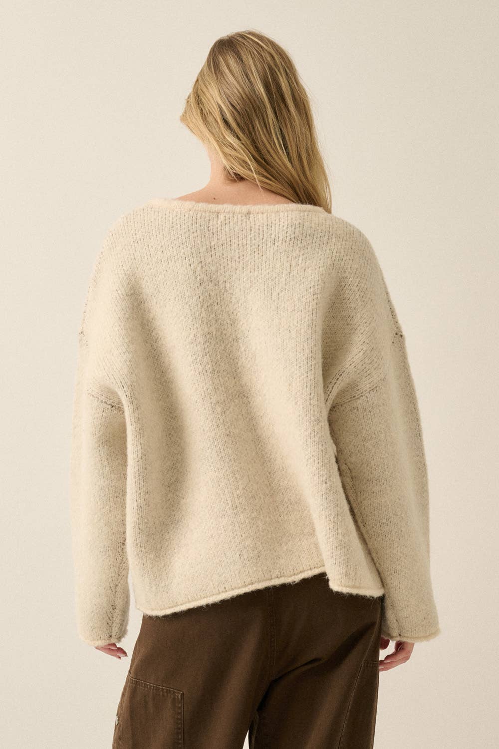 Fish Jacquard-Knit Sweater Cream